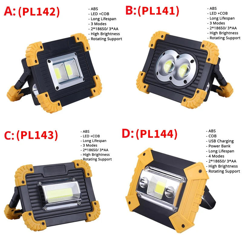 Description Picture 2 of item100W Portable Led Spotlight 3000LM Super Bright Led Work Light USB Rechargeable for Outdoor Camping Lamp Led Flashlight by 18650