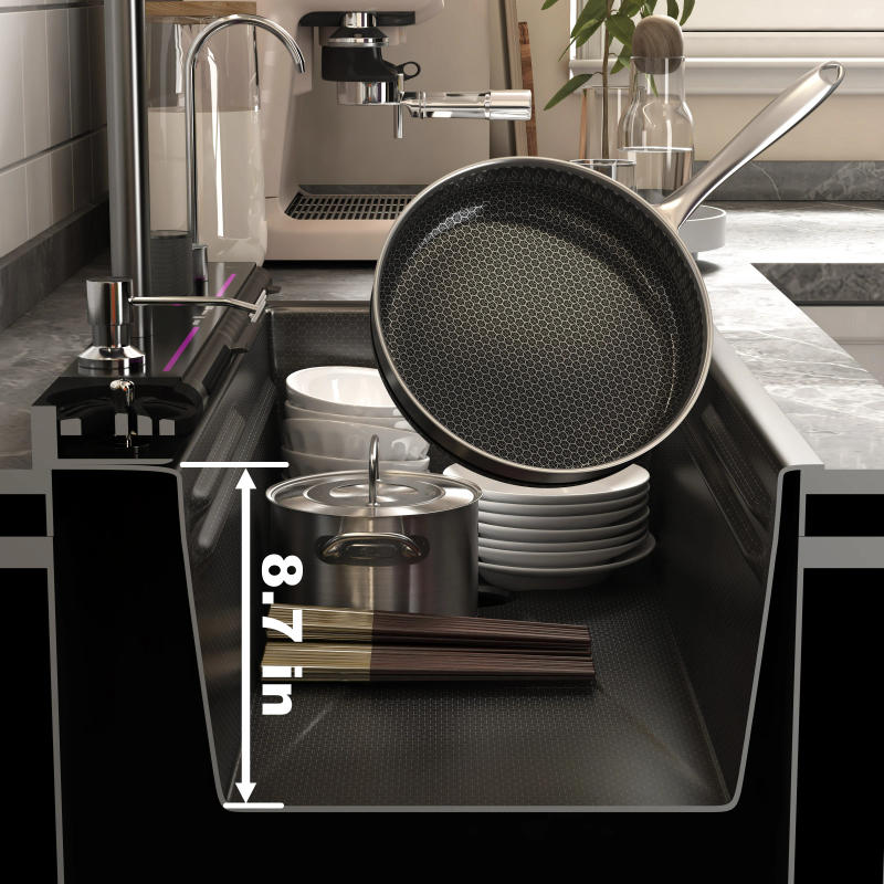 Description Picture 5 of itemStainless Steel Dual Waterfall Kitchen Sink Honeycomb Modern Kitchen Sink Single Bowl Digital Smart Sink with Soap Dispenser