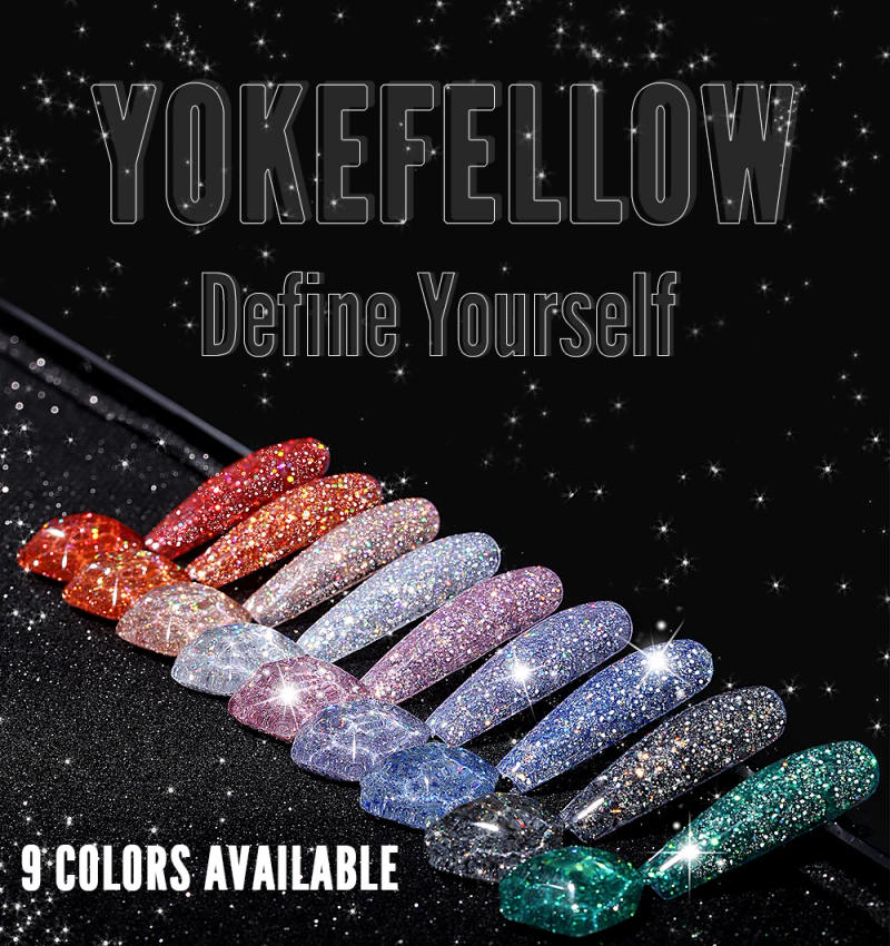 Description Picture 2 of item2024 YOKEFELLOW 10ML Reflective Glitter Gel Nail Polish Set Soak Off UV Nail Supplies Semi Permanent DIY Nail Art Decoration