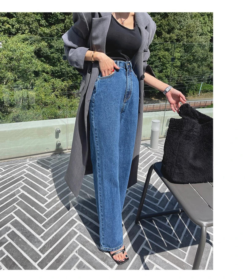 Description Picture 4 of itemSpring Summer Vintage Denim Wide Leg Pants 2025 New High Waist Blue Street Washed Casual Loose Jeans Pant Pockets Female