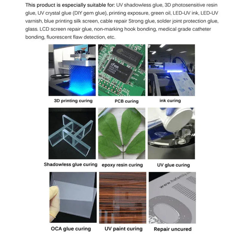 Description Picture 4 of item100W 200W 300W LED UV Curing Lights Gel Ultraviolet Lamps UV Glue Dryer for Phone Screen Car Glass Repair UV Resin Curing Lamps