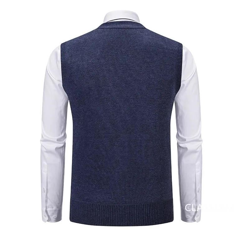 Description Picture 5 of itemMen Autumn Sweater Vests Cardigan Waistcoats High Quality Male Business Casual Sleeveless Sweaters New Winter Outwear Vests 4X