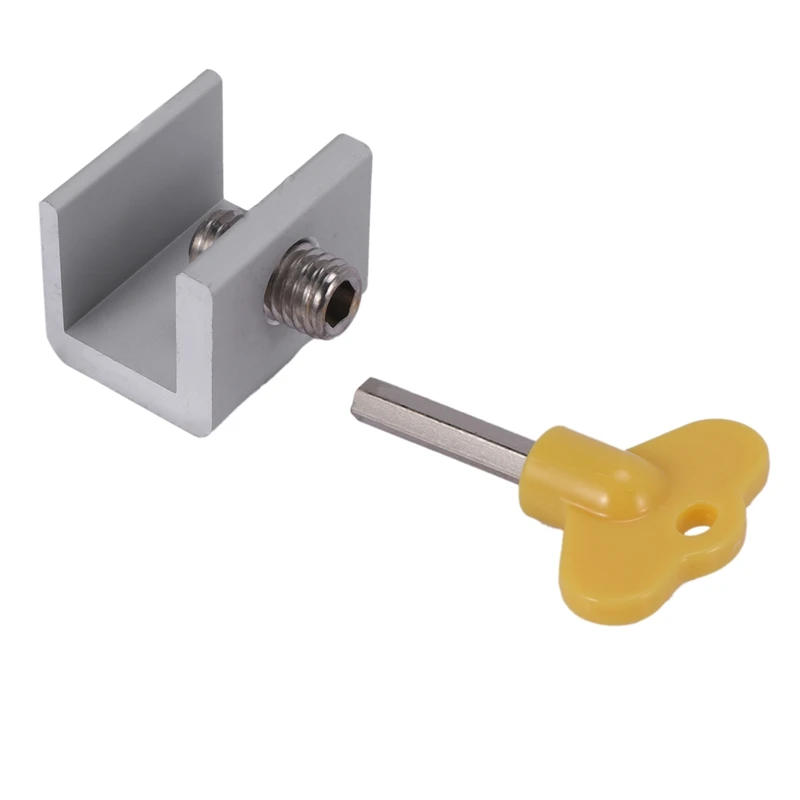 Description Picture 6 of item4 Sets Adjustable Sliding Window Locks Stop Aluminum + Plastic Door Frame Security Lock With Keys Home Office Safety Window Lock