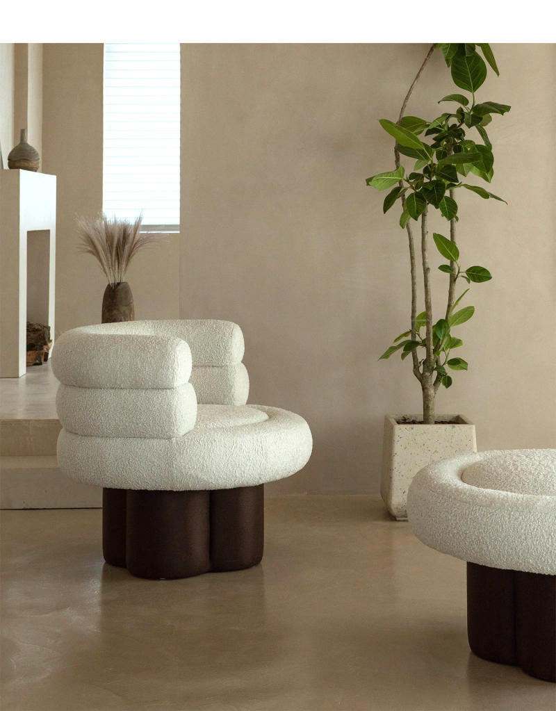 Description Picture 4 of itemJOYLIVE Nordic Small Apartment Net Red Lamb Velvet Fabric Color Matching Single Sofa Chair Simple Modern Single Sofa Furniture