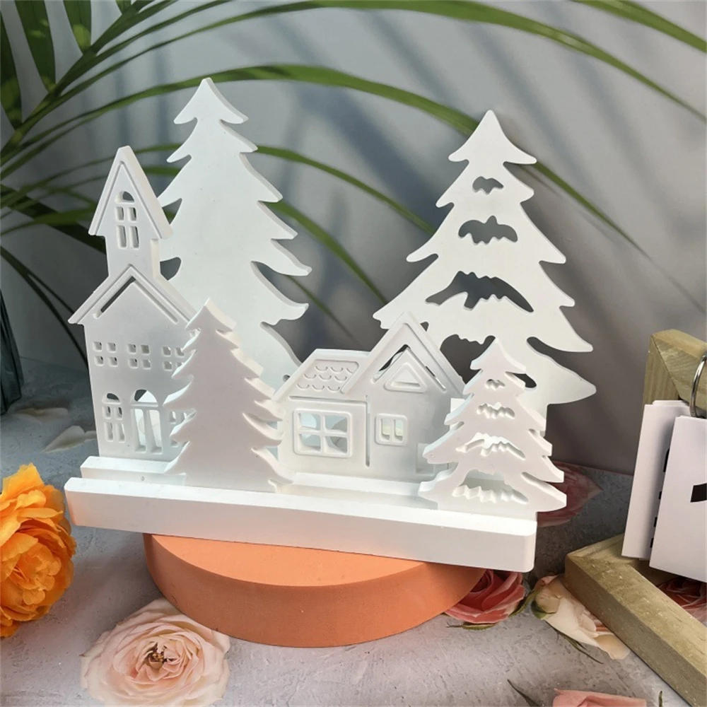 Description Picture 5 of itemChristmas House Gypsum Clay Molds DIY Large Christmas Tree Wax Candle Holder Concrete Cement Mold Decoration Craft Resin Mould