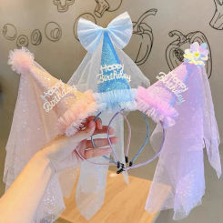 White Daisy Crown Birthday Hat Party Supplies 1 Year Old Baby Birthday Crown Felt Fabric Hats Photobooth Props Party Decoration