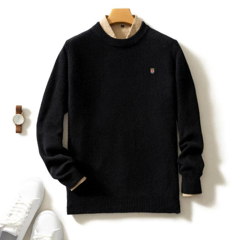 Description Picture 5 of item2023 Cashmere Sweater Oneck Pullovers Men's Crewneck Knitted Bottom Shirt Autumn Winter Fashion Korean Warm Top oversize sweater