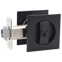 Pocket Door Lock Black Door Hardware Anti-Theft Lock Contemporary Privacy Square Door Lock Sliding Door Lock With Keys