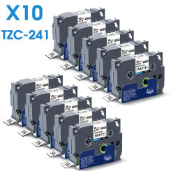 10PK 18mm 241 Laminated Label Compatible for Brother TZe241 TZ241 Black on White Cartridge Ribbon for Brother Ptouch Label Maker