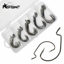 50pcs Crank Hook Set 8#-3/0 Fishing Hooks Saltwater Soft Worm Lure Wide Gap Offset Fishhook Jig Fish Hook For Carp Pike with Box