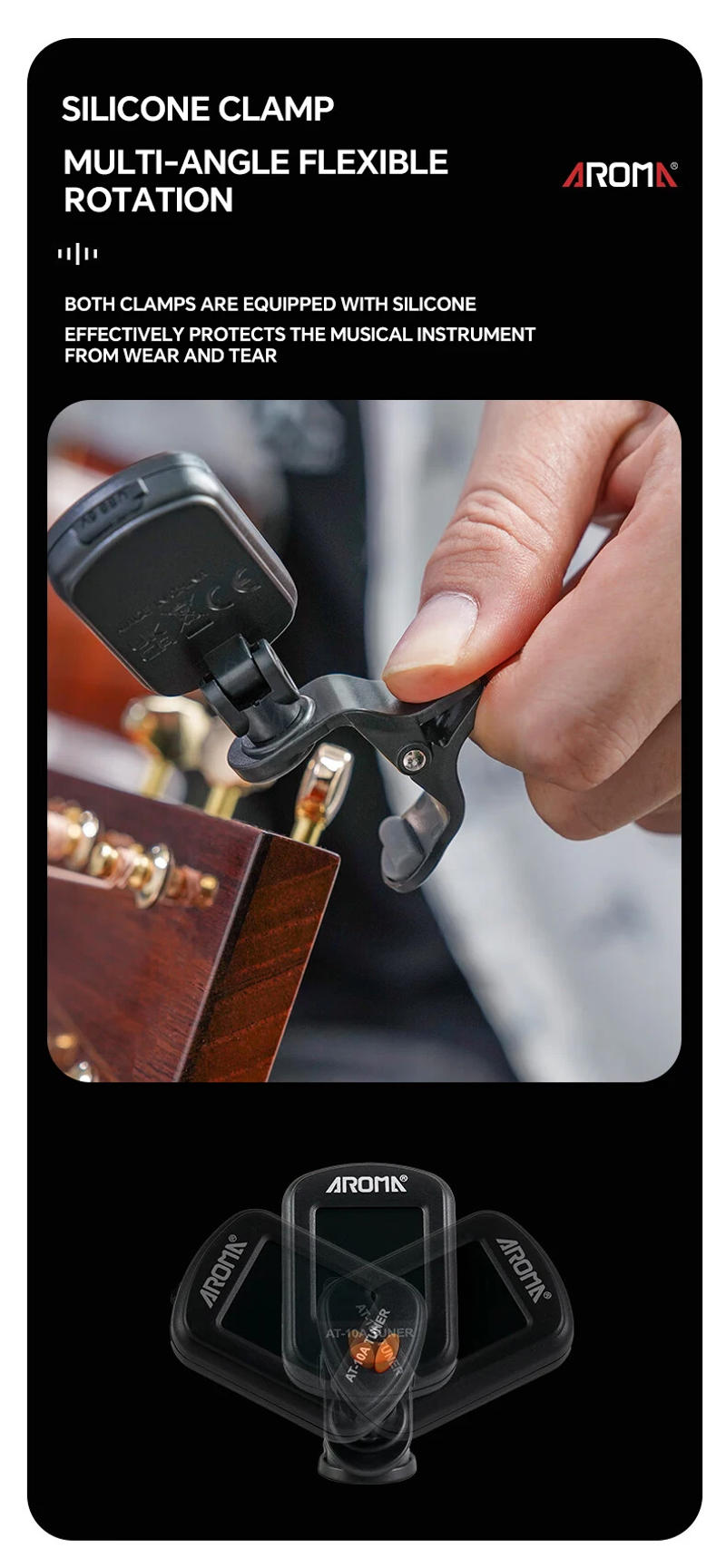 Description Picture 6 of itemGuitar Tuner Clip on Digital Electronic Tuner for Guitar, Bass, Ukulele, Violin, Mandolin, Acoustics Calibration Tuner