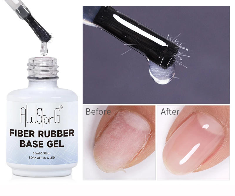 Description Picture 2 of itemAWstorG Fiber Rubber Base Gel For Nails UV Gel Polish Semi Permanent Repair Fix Crack Nail Rubber Base Gel Strengthener 15ml