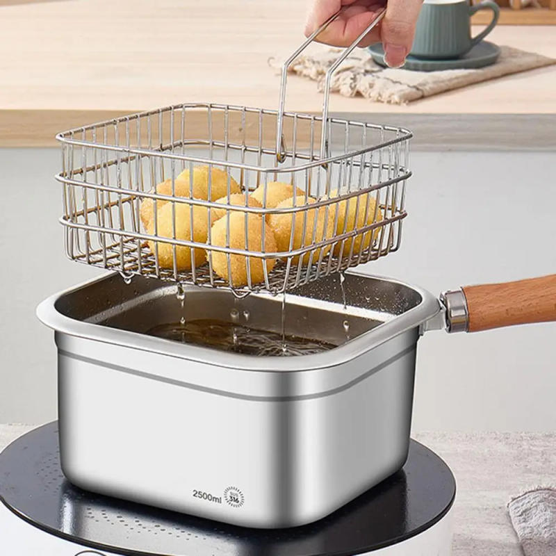 Description Picture 5 of itemCamping Pot Set Portable Picnic 2.5L Deep Fryer Pot Stainless Steel Cookware Set Frying Pan Cooking Steamer Camping Accessory