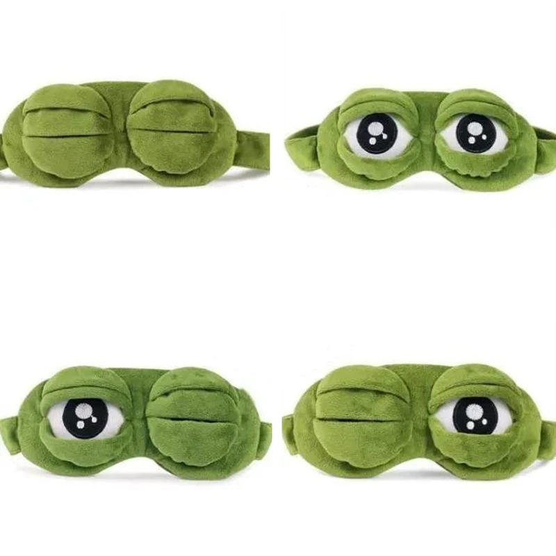 Description Picture 3 of itemSad Frog Sleep Mask Eyeshade Plush Eye Cover Travel Relax Gift Blindfold Cute Patches Cartoon Sleeping Mask for Kid Adult