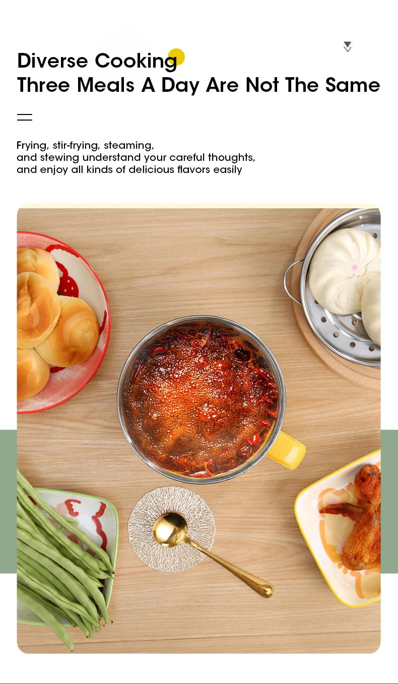 Description Picture 3 of itemElectric Skillet Multifunctional Stew Pot 1.8L 1-2 People Cooking Pot Student Dormitory Household Non-stick Electric Hot Pot