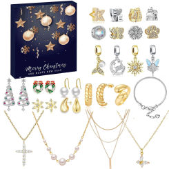 Advent Calendar Jewelry Christmas Countdown 2024 Advent Calendar for Adult Women Surprise Gift Earrings Rings Set Xmas Gift