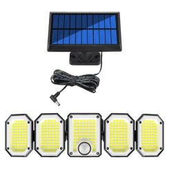 5 Heads 300 LED Solar Street Lamp Solar Motion Sensor Lights Outdoor Waterproof 360° Adjustable Wide Angle Solar Security Lights