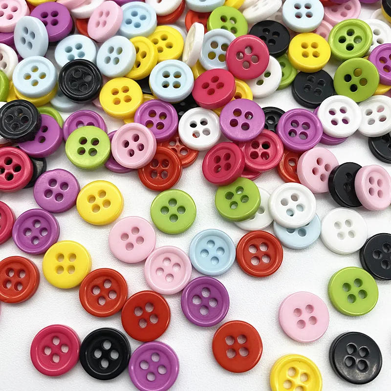 Description Picture 2 of item50 pieces 9mm color four-eye button round resin sewn buttons Diy scrapbook color wedding dress decorative sewn accessories