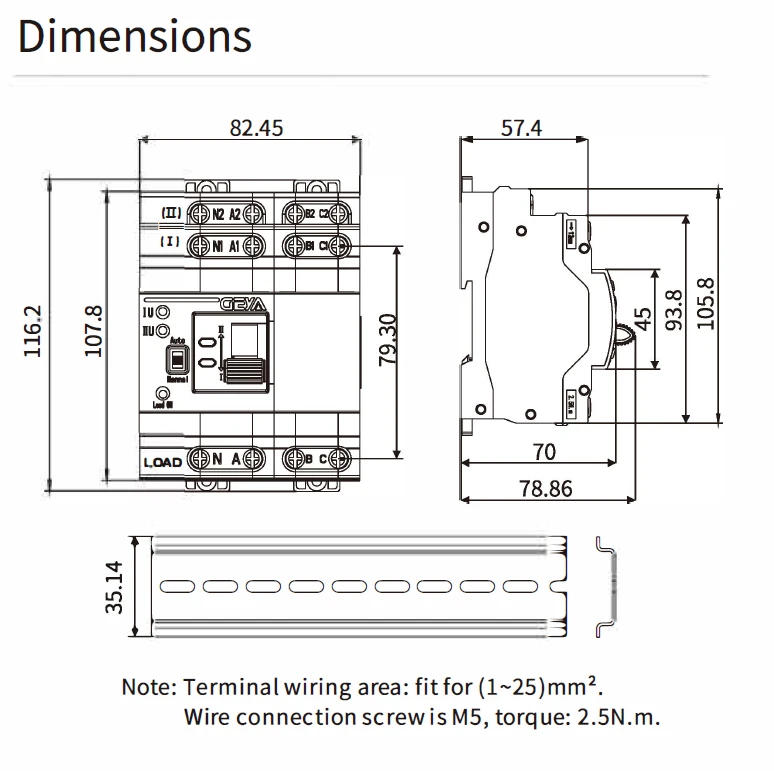 Description Picture 6 of itemGEYA G2R Din Rail 2P ATS Electric Switch Manual Transfer Switch 110V 220V Coil PC Type Switch City Power to Generator 63A