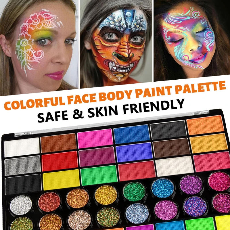 Description Picture 5 of item42-Color Facial Painting Kit,Vibrant Water-Acetated Face Painting Set for Parties,Birthdays & Halloween,Includes Brushes,Canvas