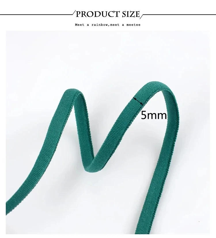 Description Picture 6 of item5/10/20Meters Elastic Band 3/5mm Colored Polyamide Rope Decor Rubber Tape Oil Core Hair Ring Stretch Ropes Sewing Accessories