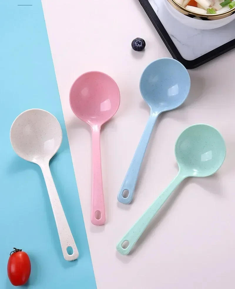 Description Picture 2 of item1pcs Household Utensils Spoon Wheat Stalk Spoon Tablespoons Plastic Large Soup Long Porridge Rice Dinner Scoop Kitchen Supplies