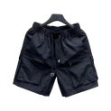 Summer Men's Cargo Shorts Quick-Drying Zipper Pockets Drawstring Elastic Waist Loose Wide Leg Casual Sports Pants