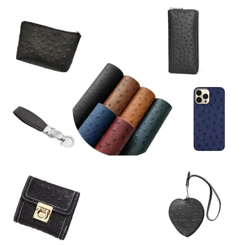 Description Picture 5 of item135cm x 30cm thickness 1mm metal ostrich pattern embossed PU handmade decoration leather luggage box bag DIY sewing fabric