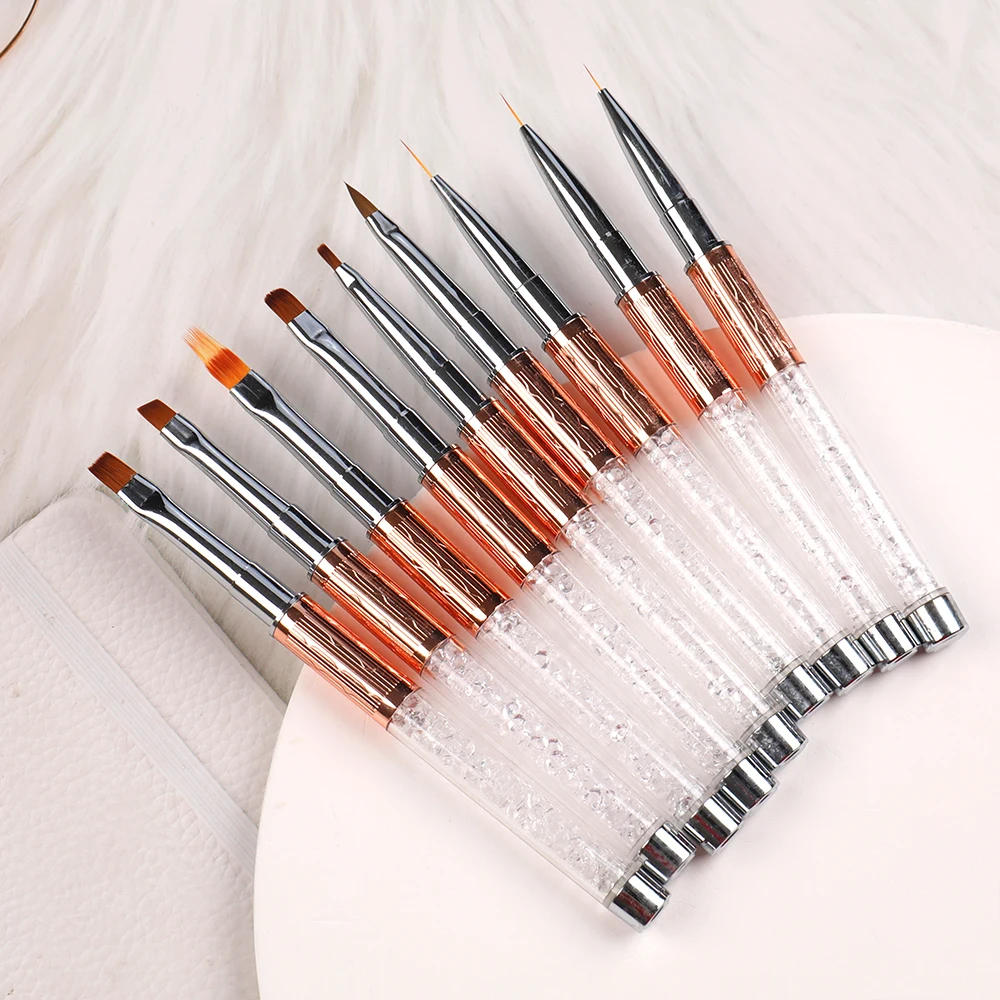 Description Picture 2 of itemBQAN Rose Gold Nail Art Brush Rhinestone Handle Gradient Nail Brush Line Painting Brushes Nail Crystal Acrylic Liner Drawing Pen