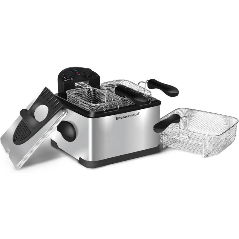 Description Picture 3 of itemElite Gourmet EDF-401T Electric Immersion Deep Fryer 3-Baskets, 1700-Watt,Free , Stainless Steel and Black