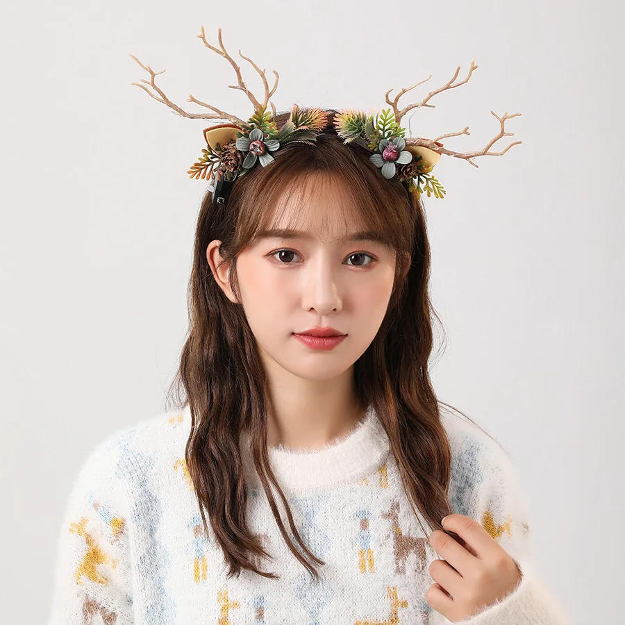 Description Picture 5 of itemElk Pulp Antlers Headwear, Christmas Headband, LED Light Headdress, Hair Band, Party Performance Props, Hair Accessories