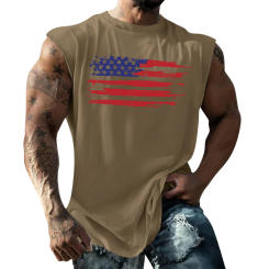 Men'S Bottom Shirt Independence Day V-Neck 3d Outdoor Street Sleeveless Printed Clothing Athletic Casual Big & Tall Tank Top