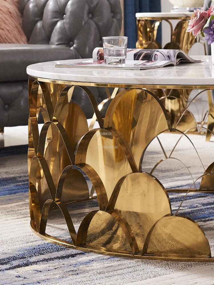 Description Picture 6 of itemNordic Light Luxury Metal Coffee Tables Home Furniture Living Room Designer Fish Scale Side Table Bedroom Creative Bedside Table