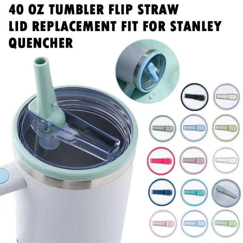 Description Picture 5 of item40 Oz Tumbler Flip Straw Lid Replacement For Stanley Reusable Straw Cover Creative Design Folding Straw Seal Up Leak Proof Lid
