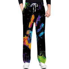 Men's Colorful Straight Trousers 3D Rainbow Print Elastic Drawstring Design Front Pocket Graphic Painting Comfort Soft Pants
