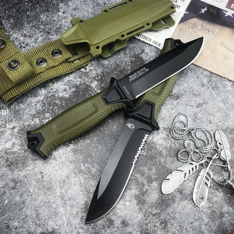 Description Picture 4 of itemGB 1500 Military Outdoor Fixed Sharp Knife 12C27 Blade FRN Fiberglass Cover Handle Hunting Survival Knives Tactical Combat Tools