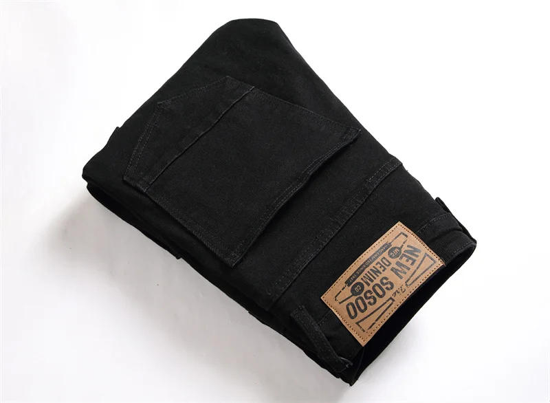 Description Picture 5 of itemBlack Personalized Jeans Men's Street Printing Japanese Style Trendy Workwear Multi-Pocket Slim Fit Patchwork Skinny Pants