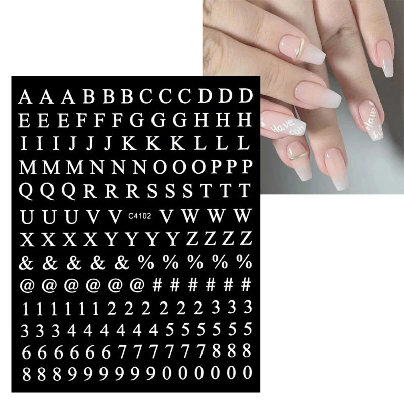Description Picture 6 of item3D Number Letter Nail Art Stickers Decals 10*8cm Self-Adhesive Alphabet Slider Sticker Colorful Manicure Supplies Accessories &