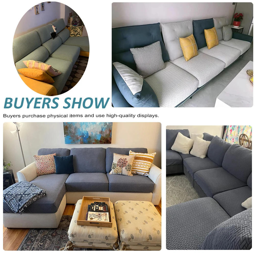 Description Picture 4 of itemJacquard Sofa Cover Solid Elastic Sofa Cushion Cover Living Room Washable Spandex Sofa Seat Slipcover Chaise Lounge Home Pets
