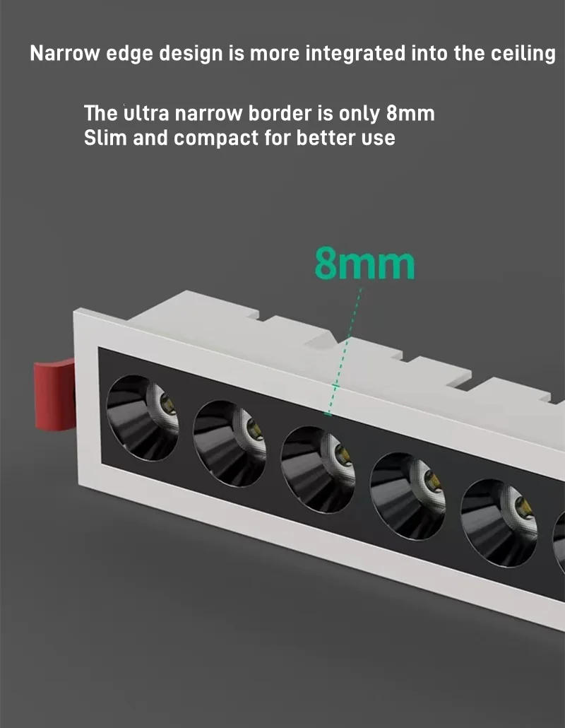 Description Picture 6 of itemDimmable LED grille light 10W/20W/30WAC110V220V line light embedded without main light tube light ceiling light indoor lighting