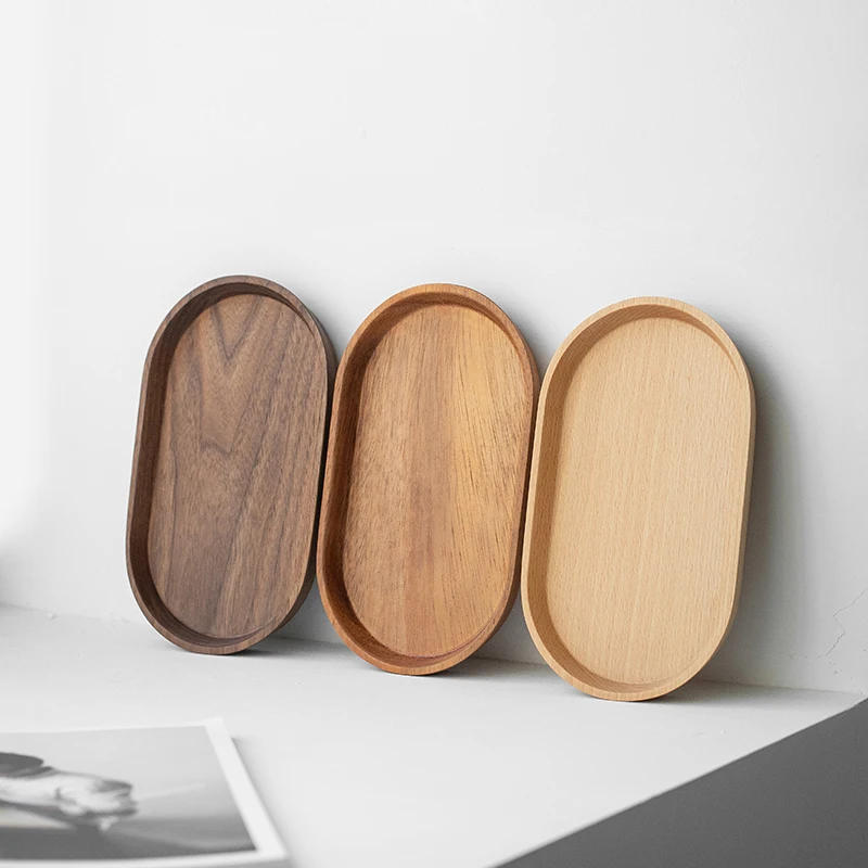 Description Picture 3 of itemKitchen Accessories High quality Wooden Serving Tray Walnut Coffee Tray Saucer Tea Dessert Sushi Fruit Plate Storage Pallet