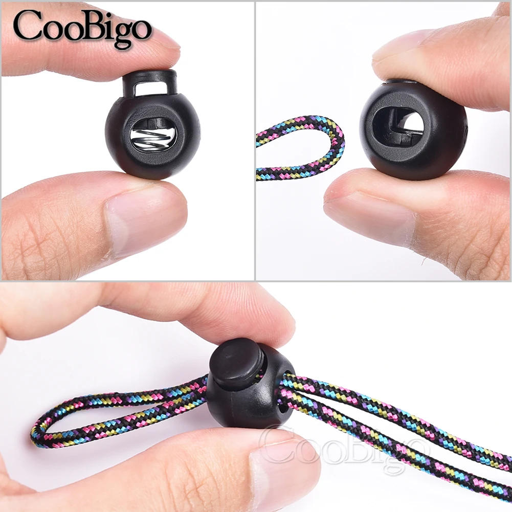 Description Picture 4 of item10pcs Cord Locks Ends Round Ball Spring Stopper Toggles Clip Plastic for Drawstring Shoelace Rope Paracord Hat DIY Accessories