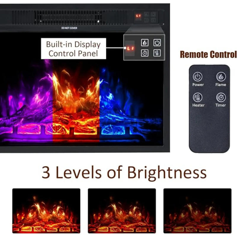 Description Picture 5 of itemFireplace TV Stand with Sliding Barn Door for TVs up to 73", Farmhouse 63" Fireplace Entertainment Center with Storage Cabinets
