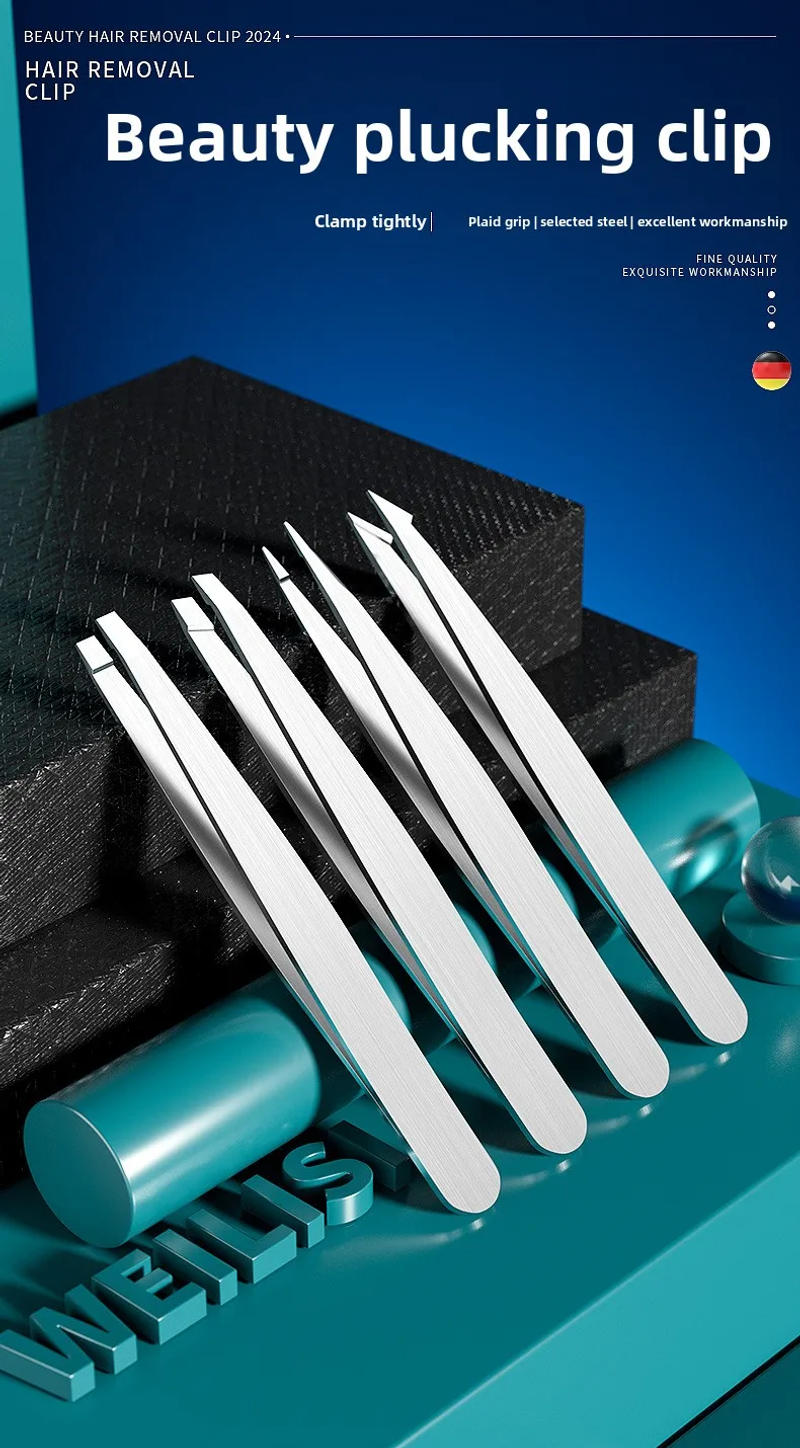 Description Picture 2 of item4PCS Eyebrow Tweezers Set Stainless Steel Slanted Professional Hair Removal Tools for Eyebrows Facial Splinter Ingrown Hair