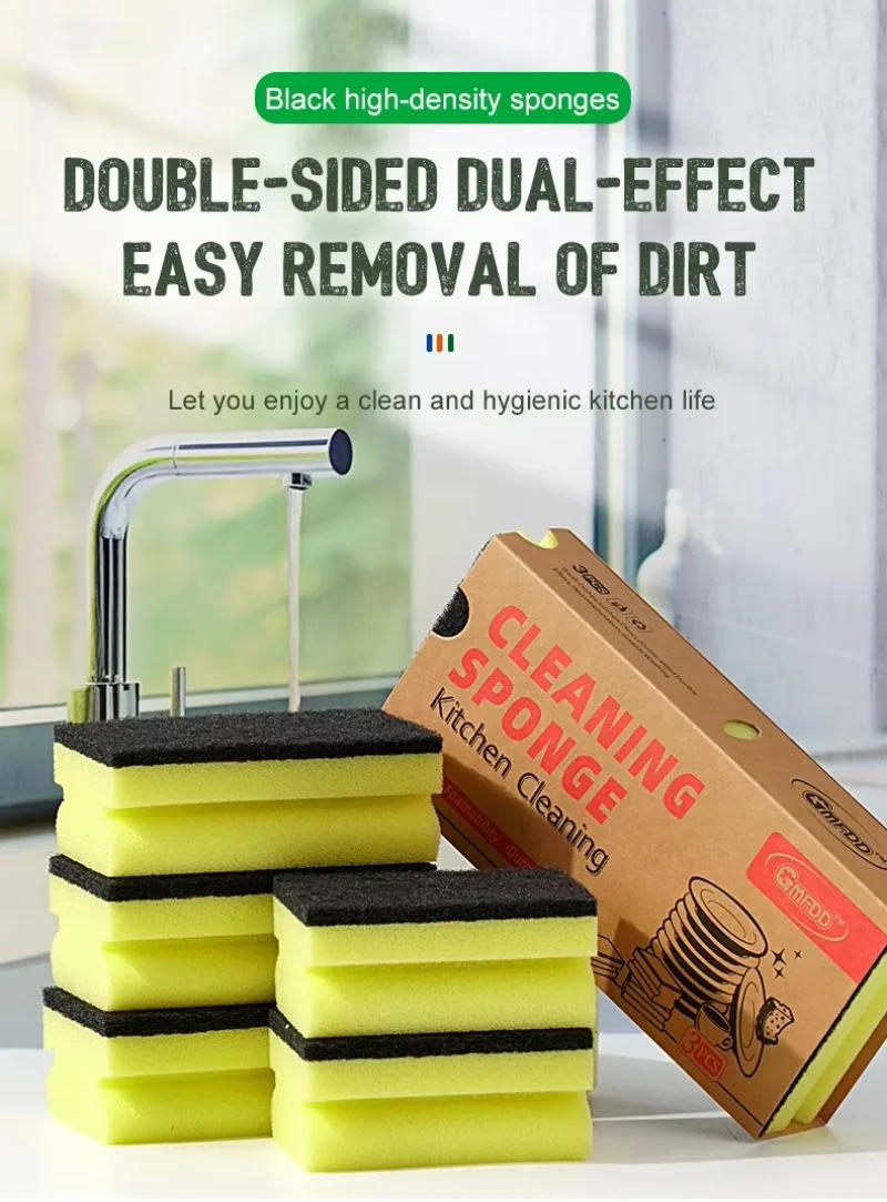 Description Picture 2 of item2-PC Dishwashing Sponge,Kitchen Cleaning Scrubbing Tool,Scrubbing Sponge Pad,Dishcloth Suitable for Kitchen Pot Cleaning