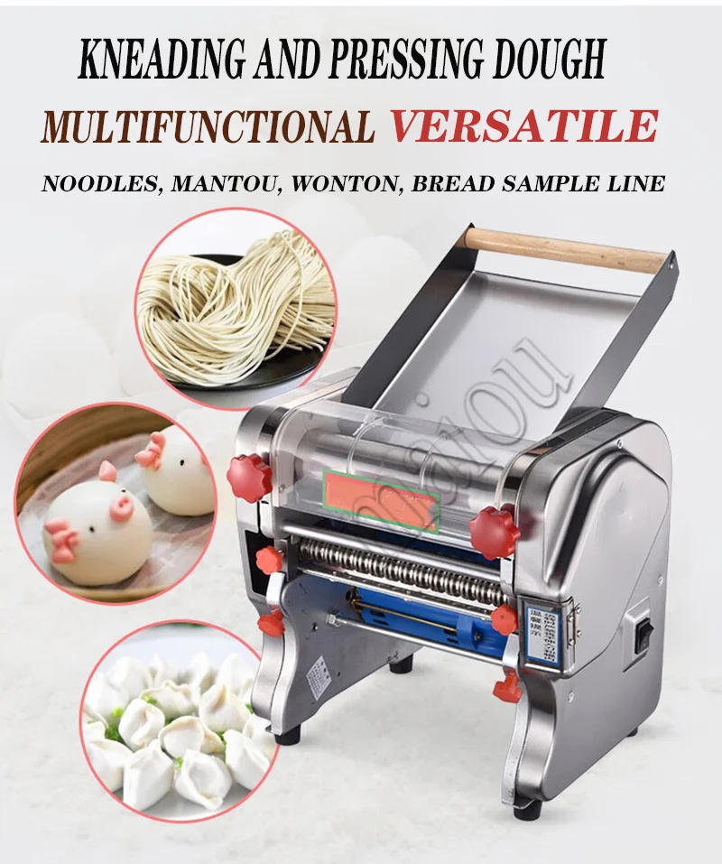 Description Picture 2 of itemElectric Noodle Press Machine Dough Roller Stainless Steel Desktop Pasta Commercial Kneading Dumpling Make 220V