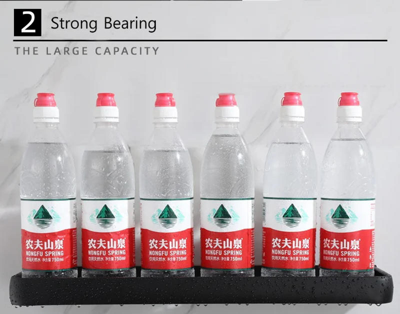 Description Picture 6 of itemBlack/White Bathroom Shelf  Kitchen Storage Rack Shampoo Holder Bathroom Hardware Space Aluminum Shower Room Accessory