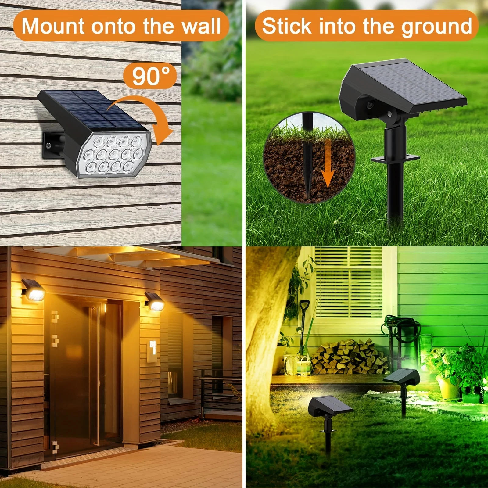 Description Picture 6 of itemSolar Spot Lights Outdoor Color Changing 7 Modes Christmas IP65 Waterproof Landscape Spotlights Dusk To Dawn For Patio Garden