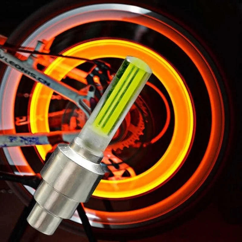 Description Picture 2 of itembike light with no battery mountain road bike  bicycle lights LEDS Tyre Tire Valve Caps Wheel spokes LED Light