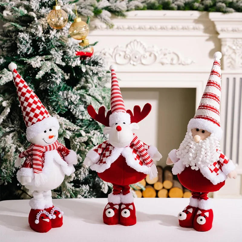 Description Picture 3 of item2024 Christmas Long Legs Gnome Decorations Santa Snowman Reindeer Design Telescopic Standing Ornaments Winter Xmas Party Decor